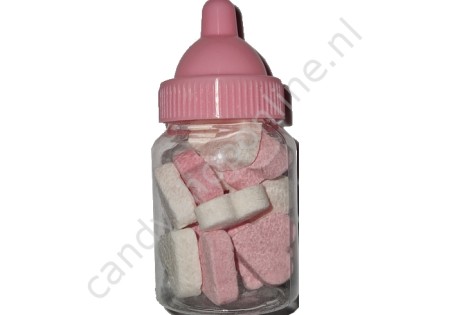 Babyflesje vruchtenhartjes roze/wit