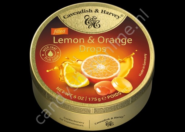 Cavendish & Harvey Filled Lemon & Orange Drops with real Fruit Juice 175gr.