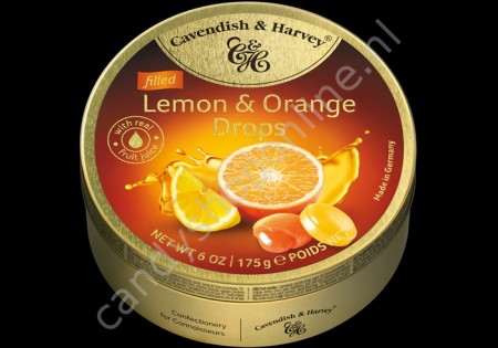 Cavendish & Harvey Filled Lemon & Orange Drops with real Fruit Juice 175gr.